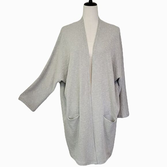 Donni Toupe Ribbed Cotton Blend Open Cardigan One Size Fits All - Picture 1 of 8